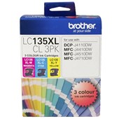 BROTHER LC135XLCL3PK INK CARTRIDGE HIGH YIELD VALUE PACK CYANMAGENTAYELLOW