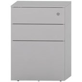 METALICON CUBE PEDESTAL 2 DRAWER 1 FILE POWDERCOAT W410 X D500 X H575MM SILVER