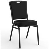 KNIGHT BANQUET VISITOR CHAIR STACKABLE PU LEATHER BLACK