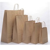 PAPER BAG TWIST HANDLE NATURAL KRAFT W165 X H140 X D75MM PACK 250