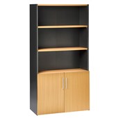 PULSE CUPBOARD 2 HALF HEIGHT WOOD DOORS W900 X D450 X H1800MM IRONSTONE AND BEECH