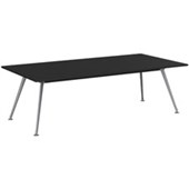 KNIGHT TEAM BOARDROOM TABLE W2400 X D1200 X H730MM SILVER FRAME BLACK TOP