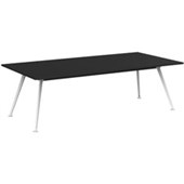 KNIGHT TEAM BOARDROOM TABLE W2400 X D1200 X H730MM WHITE FRAME BLACK TOP