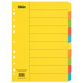 ICON CARDBOARD DIVIDERS 10 TAB A4 COLOURED