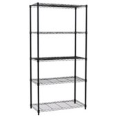 FIRSTLINE WIRE SHELVING KITSET 5 LEVEL OPEN STORAGE UNIT H1830MM BLACK