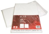 CANDIDA ENVELOPE PLAIN SELF SEAL FLOW WRAP POCKET E35 W381 X L254MM WHITE PACK 25