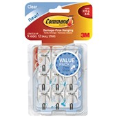 3M COMMAND 17067CLRVP ADHESIVE HOOK SMALL CLEAR PACK 9