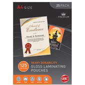 GBC LAMINATING POUCH 125 MICRON A4 CLEAR PACK 25