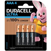 DURACELL ULTRA BATTERY ALKALINE MX2400 SIZE AAA PACK 4