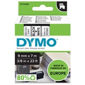 DYMO 41913 D1 LABELLING TAPE 9MM X 7M BLACK ON WHITE