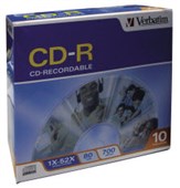 VERBATIM 94935 CDR 700MB 52X SLIM CASE SILVER PACK 10