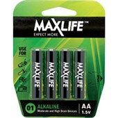 MAXLIFE BATTERY ALKALINE SIZE AA PACK 4