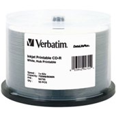 VERBATIM 94755 CDR 700MB 52X PRINTABLE WIDE SPINDLE WHITE PACK 50