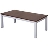 KNIGHT CUBIT COFFEE TABLE W1200 X D600 X H450MM SILVER FRAME DARK OAK TOP