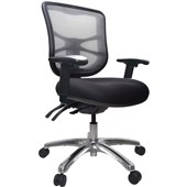 BURO METRO OFFICE CHAIR MESH BACK 3LEVER POLISHED ALUMINIUM BASE WITH ARMS