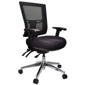 BURO METRO II 247 OFFICE CHAIR MESH BACK 3LEVER POLISHED ALUMINIUM WITH ARMS BLACK