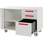 EUROPLAN TAB MOBILE CABINET 2 DRAWER 1 FILE LEFT HAND W1000 X D500 X H650MM WHITE