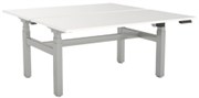 KNIGHT AGILE HEIGHT ADJUSTABLE DESK ELECTRIC 2 STAGE DOUBLE SIDED W1800 X D800 X H6801130MM SILVER FRAME WHITE TOP