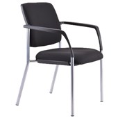 BURO LINDIS VISITOR CHAIR 4LEG BASE UPHOLSTERED BACK ARMS JETT FABRIC BLACK