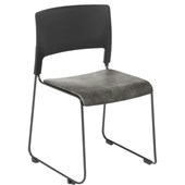 EDEN SLIM VISITOR CHAIR STACKABLE LINKABLE BLACK FRAME WITH EASTWOOD SLATE SEAT