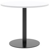 ACCENT CLASSIC MEETING TABLE ROUND POWDERCOAT W900 X H740MM BLACK BASE SNOWDRIFT NATURALE TOP