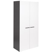 PULSE CUPBOARD 2 FULL HEIGHT WOOD DOORS W900 X D450 X H1800MM IRONSTONE AND WHITE