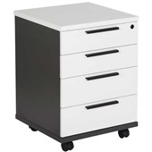 PULSE MOBILE 4 DRAWER LOCKABLE W470 X D480 X H650MM IRONSTONE AND WHITE