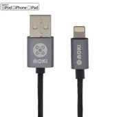 MOKI SYNCHARGE BRAIDED CABLE USBA TO LIGHTNING 900MM GUNMETAL GREY