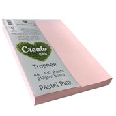 TROPHEE COLOURED PAPER A4 210GSM PASTEL PINK PACK 100