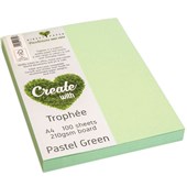 TROPHEE COLOURED PAPER A4 210GSM PASTEL GREEN PACK 100