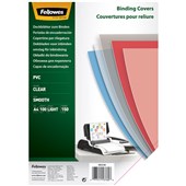 FELLOWES BINDING COVERS PVC CLEAR A4 150 MICRONS PACK 100