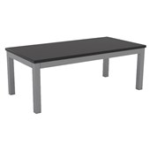 KNIGHT CUBIT COFFEE TABLE W1200 X D600 X H450MM SILVER FRAME BLACK TOP