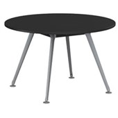 KNIGHT TEAM BOARDROOM TABLE ROUND D1200 X H730MM SILVER FRAME BLACK TOP