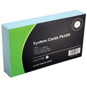 OFFICE SUPPLY CO SYSTEM CARDS 76 X 127MM BLUE PACK 100