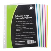 GBP COPYSAFE POCKET A4 ASSORTED COLOURS PACK 100