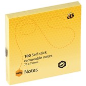 MARBIG REPOSITIONAL NOTES 100 SHEET 75 X 75MM YELLOW