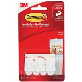 COMMAND ADHESIVE MICRO HOOKS WHITE PACK 3 HOOKS AND 4 STRIPS