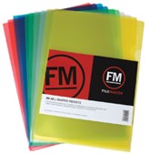 FM LSHAPED POCKET A4 ASSORTED COLOURS PACK 10