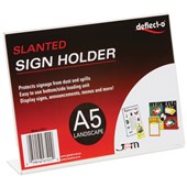 DEFLECTO SIGN HOLDER SLANTED LANDSCAPE A5 CLEAR