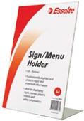 ESSELTE SIGN  MENU HOLDER SLANTED PORTRAIT A4 CLEAR